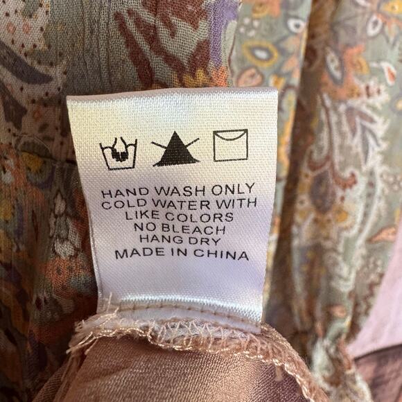 Wildflower Dress Babydoll Bohemian Floral Mini Romantic Long Sleeve Large - Picture 9 of 9